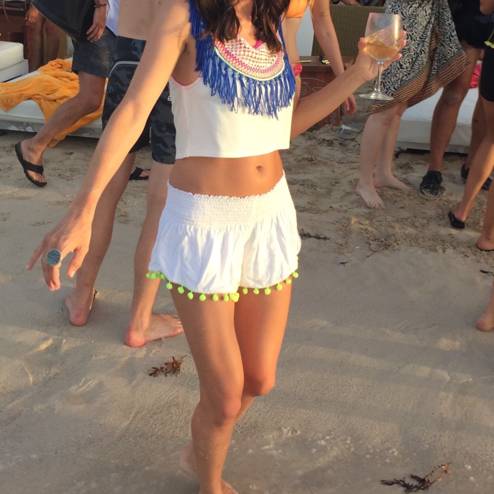Lolli swim Pom Pom white shorts